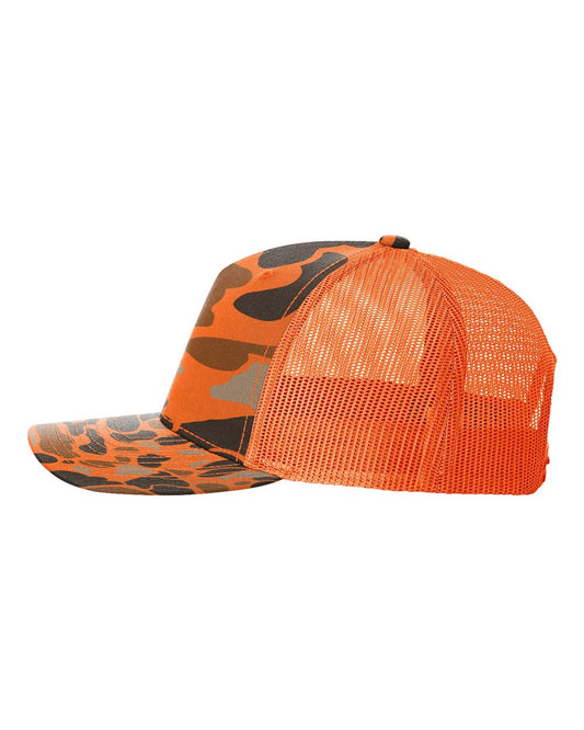 Richardson - Five-Panel Printed Trucker Cap - 112PFP - Blaze Duck Camo/ Blaze