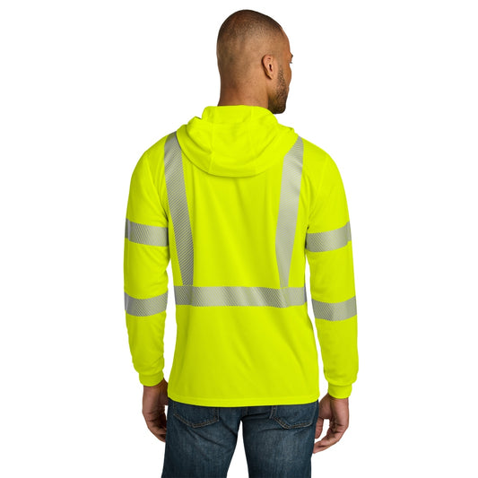 CornerStone® ANSI 107 Class 3 Long Sleeve Segmented Tape Hooded Tee - Safety Yellow/Reflective