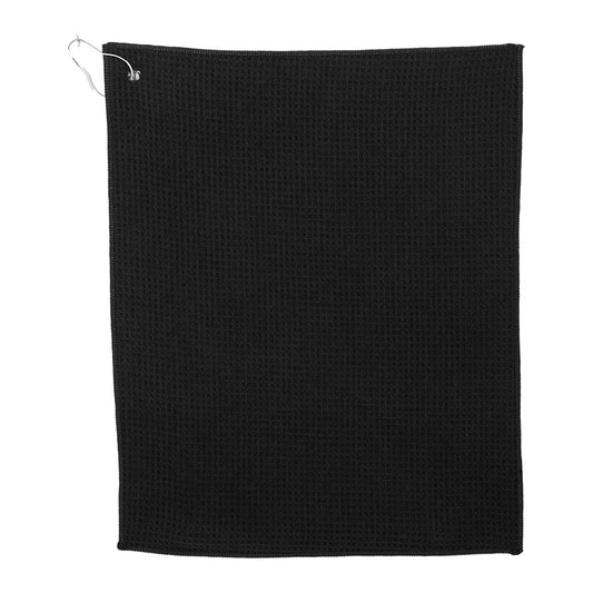 15" x 18" Recycled 200g Microfiber Waffle Towel - Black