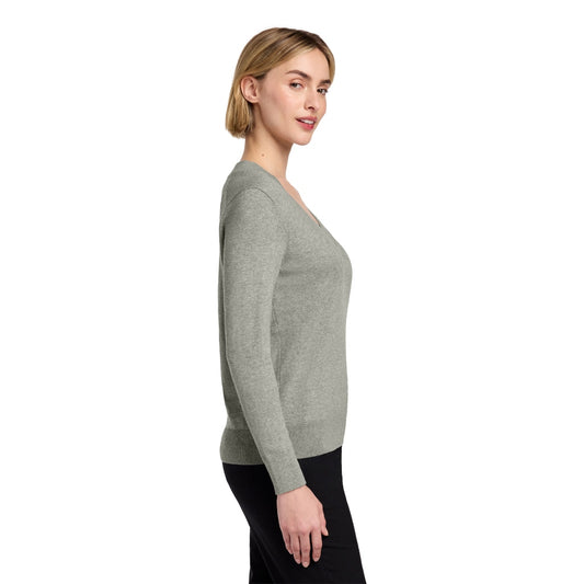 Brooks Brothers® Women’s Cotton Stretch V-Neck Sweater - Light Shadow Grey Heather