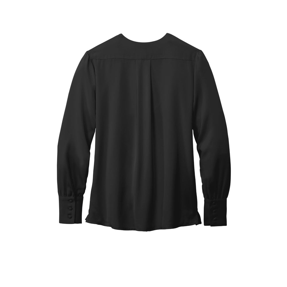 Brooks Brothers® Women’s Open-Neck Satin Blouse - Deep Black