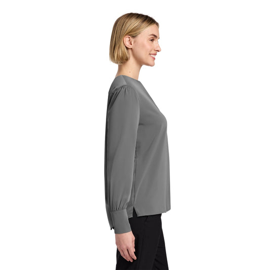 Brooks Brothers® Women’s Open-Neck Satin Blouse - Shadow Grey