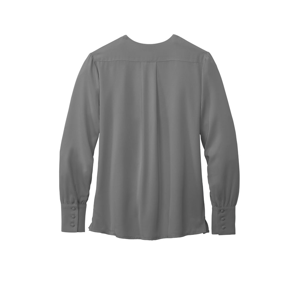 Brooks Brothers® Women’s Open-Neck Satin Blouse - Shadow Grey