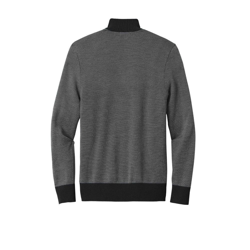 Brooks Brothers® Washable Merino Birdseye 1/4-Zip Sweater - Deep Black/Shadow Grey