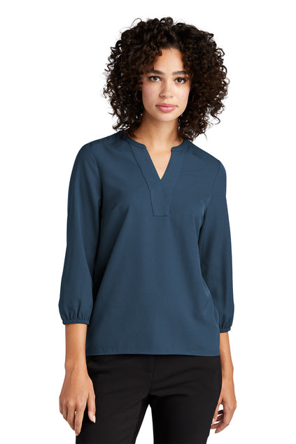Mercer+Mettle® Women's Stretch Crepe 3/4-Sleeve Blouse - Insignia Blue