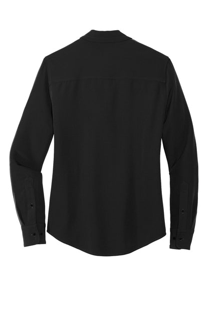 Mercer+Mettle® Women's Stretch Crepe Long Sleeve Camp Blouse - Deep Black
