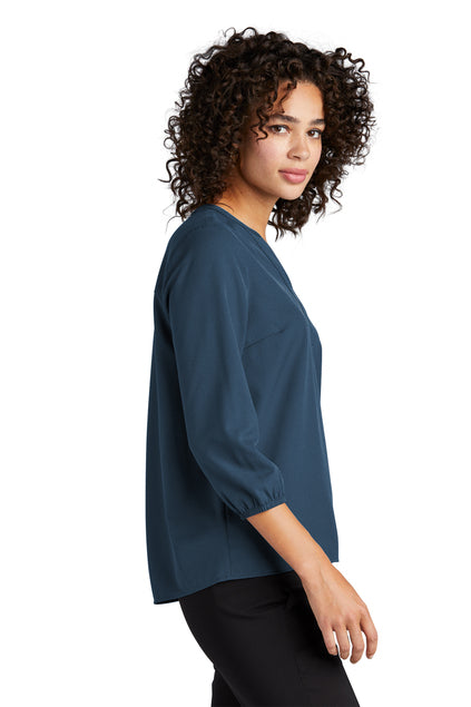 Mercer+Mettle® Women's Stretch Crepe 3/4-Sleeve Blouse - Insignia Blue