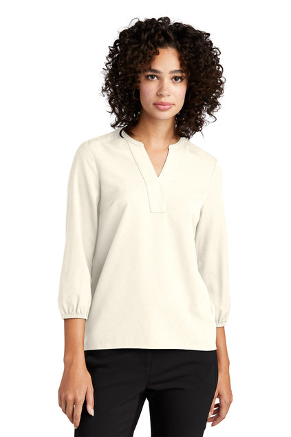 Mercer+Mettle® Women's Stretch Crepe 3/4-Sleeve Blouse - Ivory Chiffon