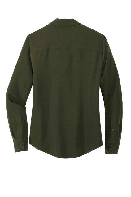Mercer+Mettle® Women's Stretch Crepe Long Sleeve Camp Blouse - Townsend Green