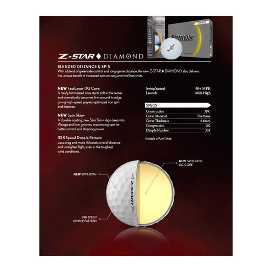 Srixon Z-STAR DIAMOND Golf Balls - 12 Pack - White