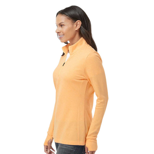 Adidas Women's 3-Stripes Quarter-Zip Sweater Pullover - Acid Orange Melange