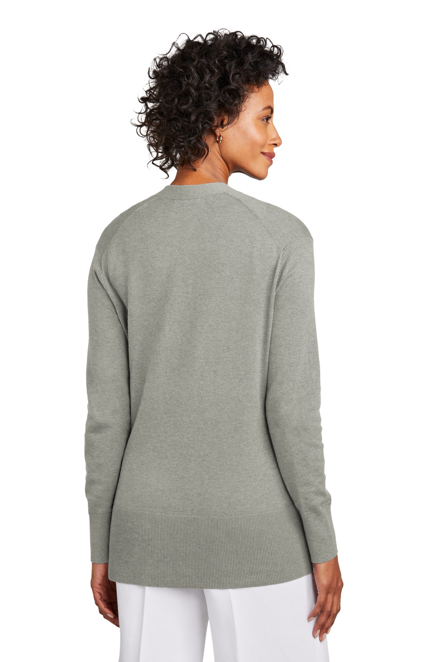 Brooks Brothers® Women’s Cotton Stretch Long Cardigan Sweater - Light Shadow Grey Heather