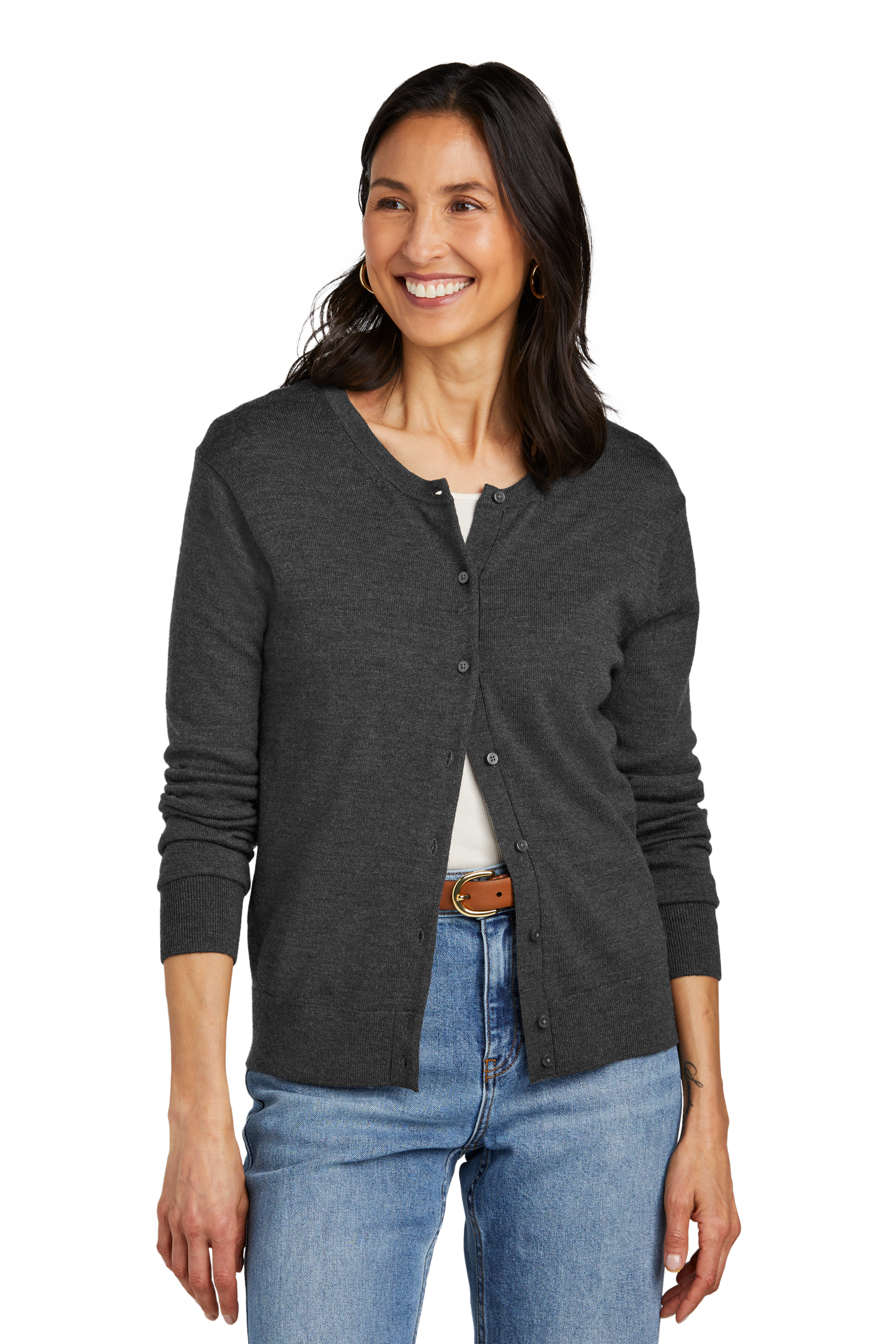 Brooks Brothers® Women’s Washable Merino Cardigan Sweater - Windsor Grey Heather