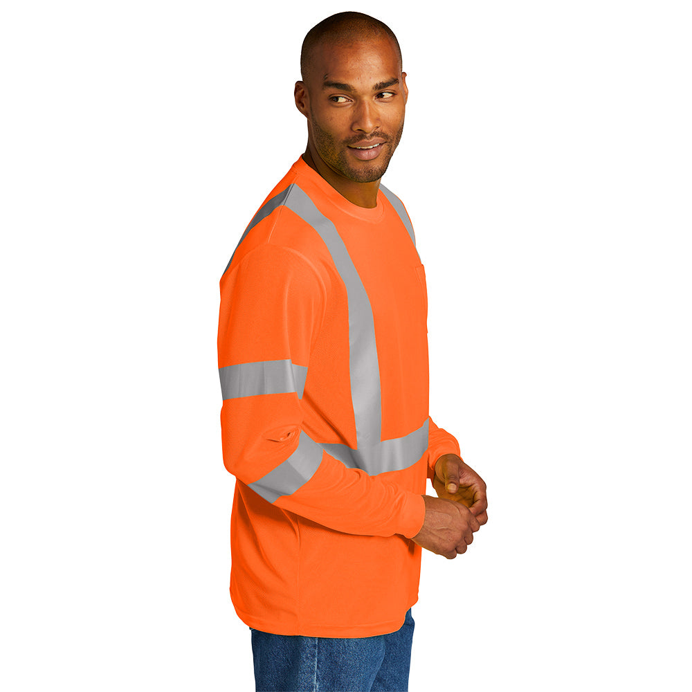 CornerStone® ANSI 107 Class 3 Mesh Long Sleeve Tee - Safety Orange