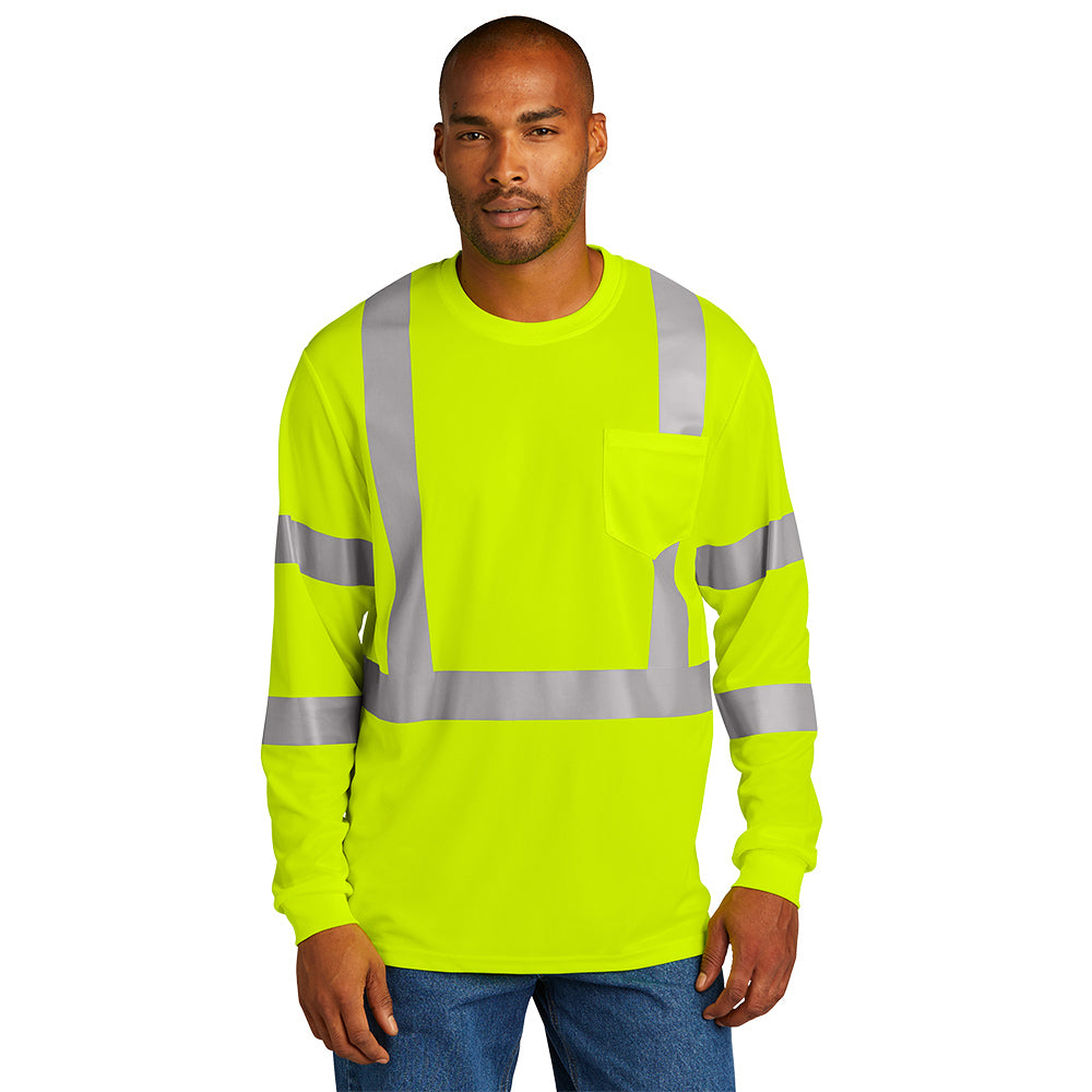 CornerStone® ANSI 107 Class 3 Mesh Long Sleeve Tee - Safety Yellow