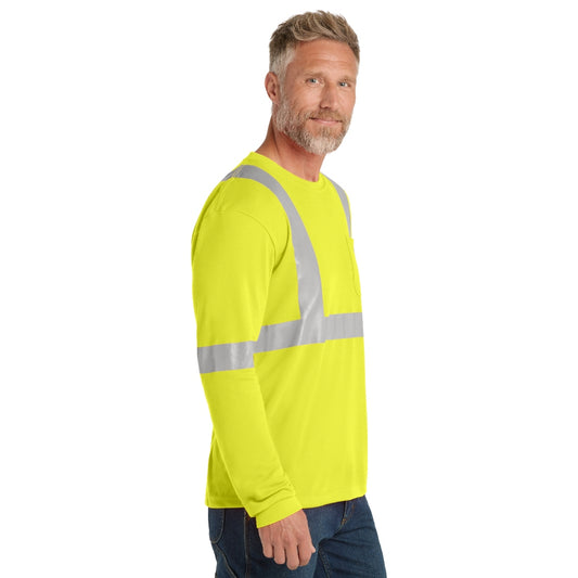 CornerStone® ANSI 107 Class 2 Long Sleeve Safety T-Shirt- Safety Yellow/Reflective