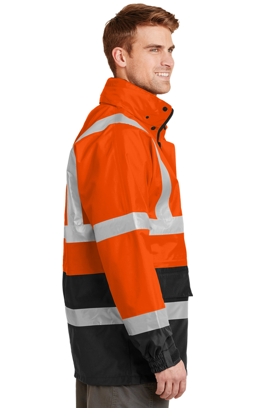 CornerStone® - ANSI 107 Class 3 Waterproof Parka - Safety Orange / Black