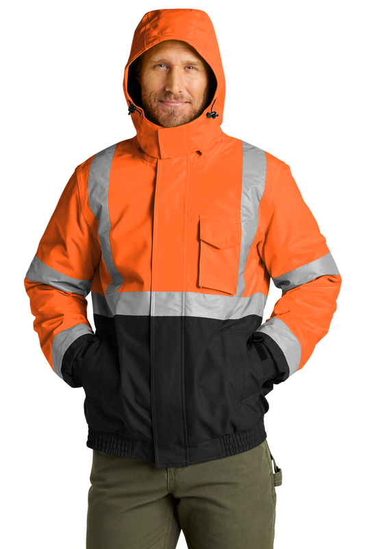 CornerStone® ANSI 107 Class 3 Economy Waterproof Insulated Bomber Jacket - Safety Orange