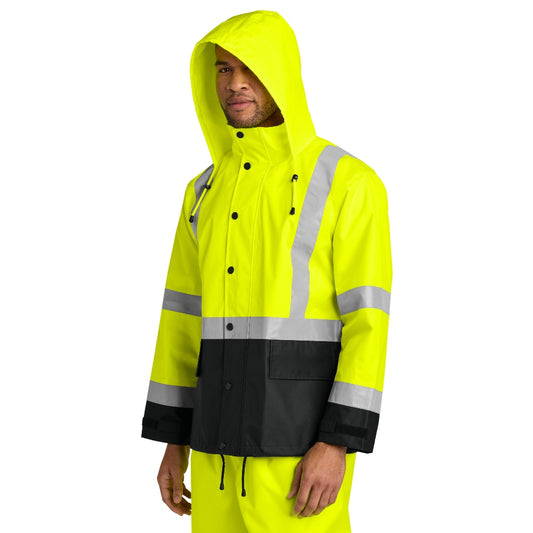 CornerStone® ANSI 107 Class 3 Rain Jacket - Safety Yellow / Black