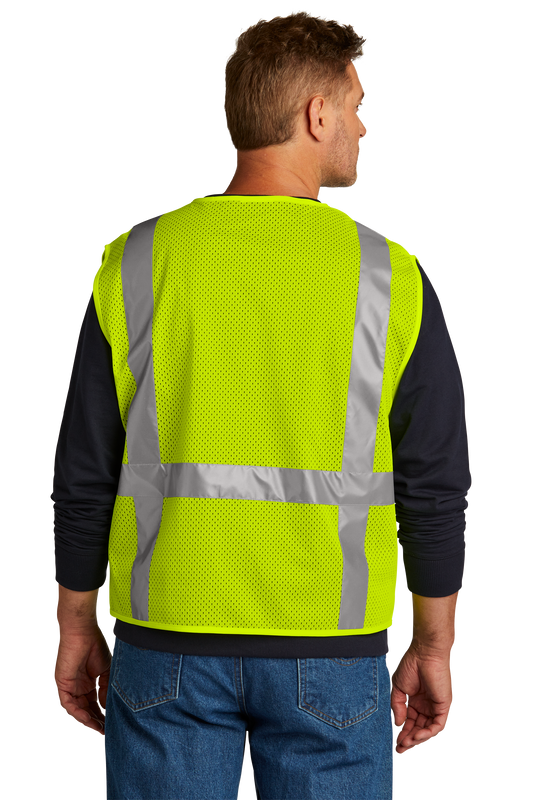 CornerStone® ANSI 107 Class 2 Mesh Six-Pocket Zippered Vest - Safety Yellow