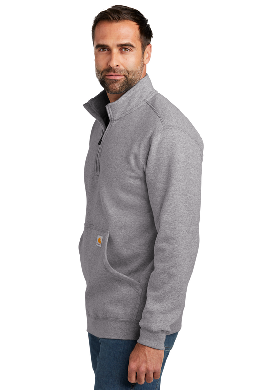 Carhartt® Midweight 1/4-Zip Mock Neck Sweatshirt - Heather Grey