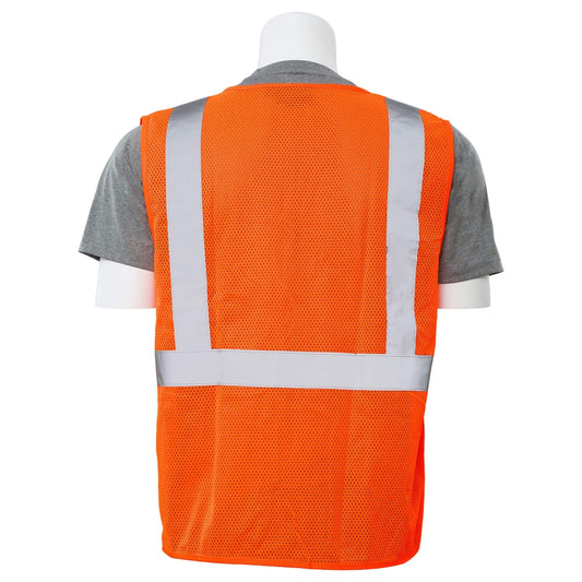 ERB by Delta Plus S363P Type R Class 2 Mesh Economy Safety Vest with Pockets & Zipper - Orange
