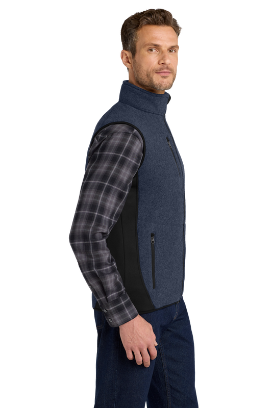Port Authority® R-Tek® Pro Fleece Full-Zip Vest - Navy Heather / Black