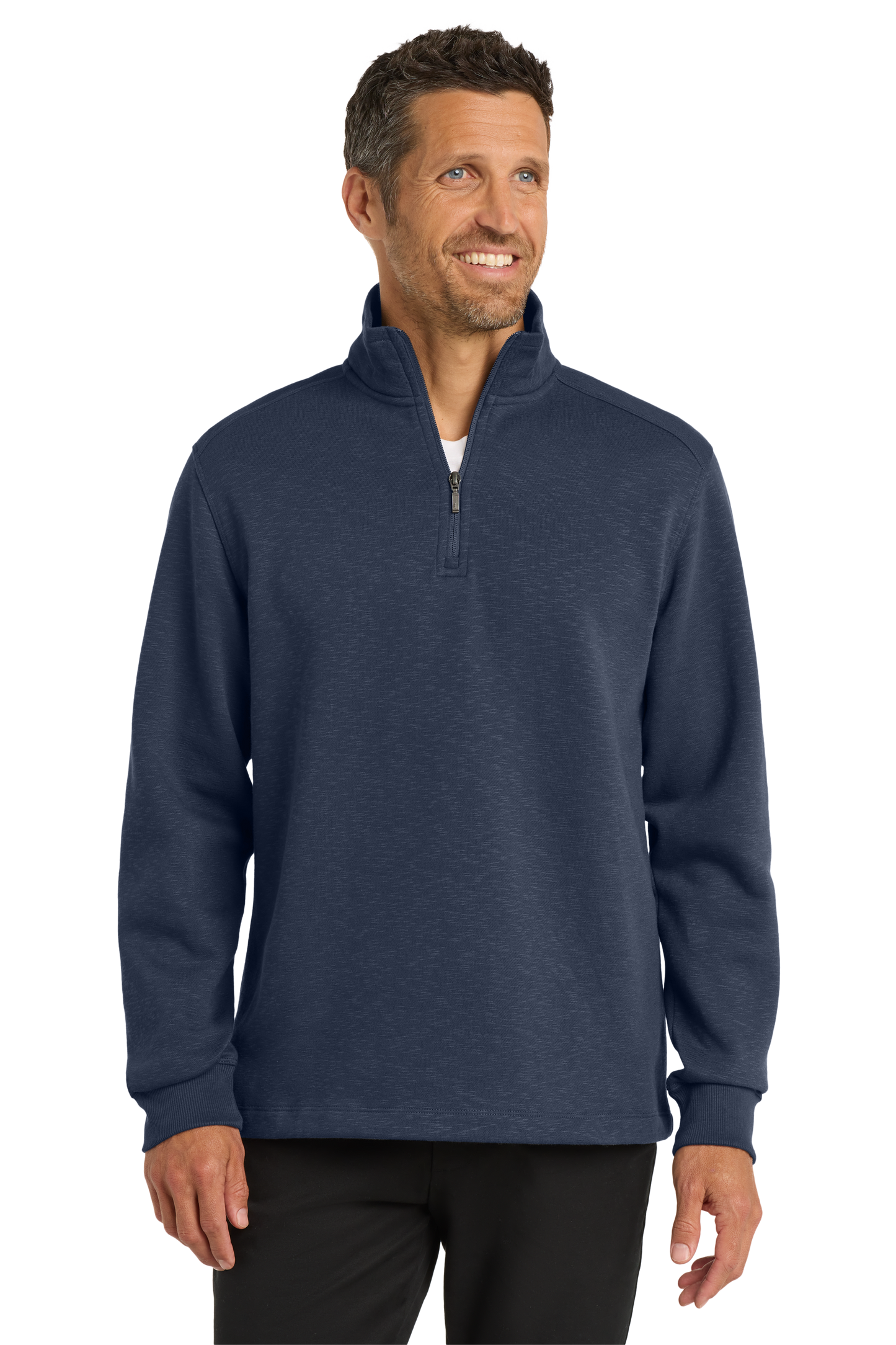 Port Authority® Slub Fleece 14-Zip Pullover - Navy