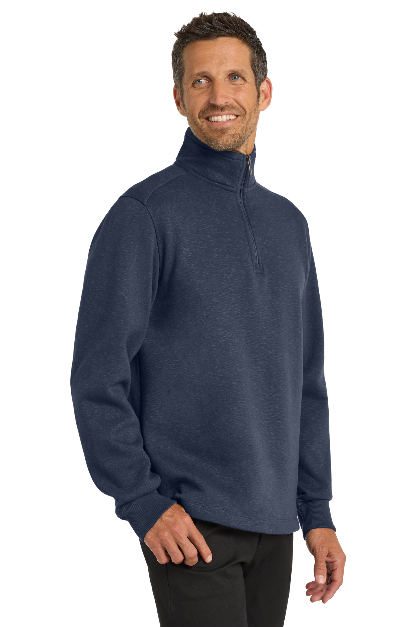 Port Authority® Slub Fleece 14-Zip Pullover - Navy