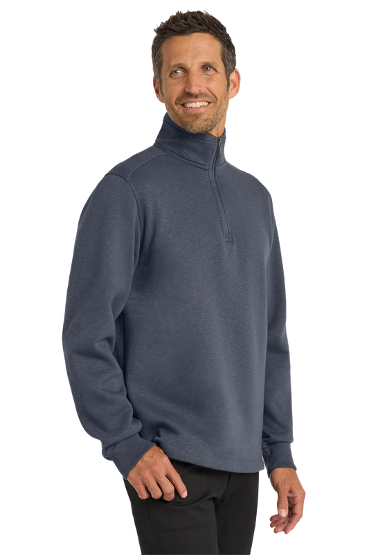 Port Authority® Slub Fleece 14-Zip Pullover - Slate Grey