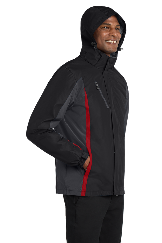 Port Authority® Colorblock 3-in-1 Jacket - Black/ Magnet/ Signal Red