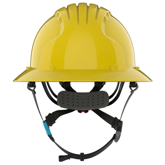 JSP Evolution 6262V Deluxe Full Brim Vented Safety Helmet - Wheel Ratchet Suspension - Yellow