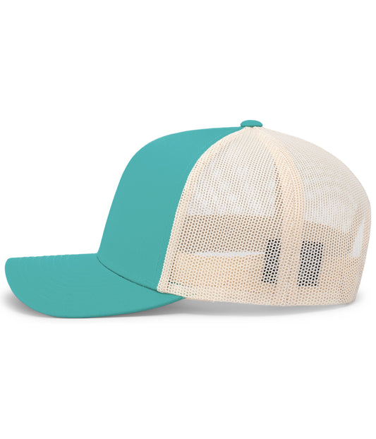 Pacific Headwear Trucker Snapback Cap - Jaguar Teal/Beige/Jaguar Teal