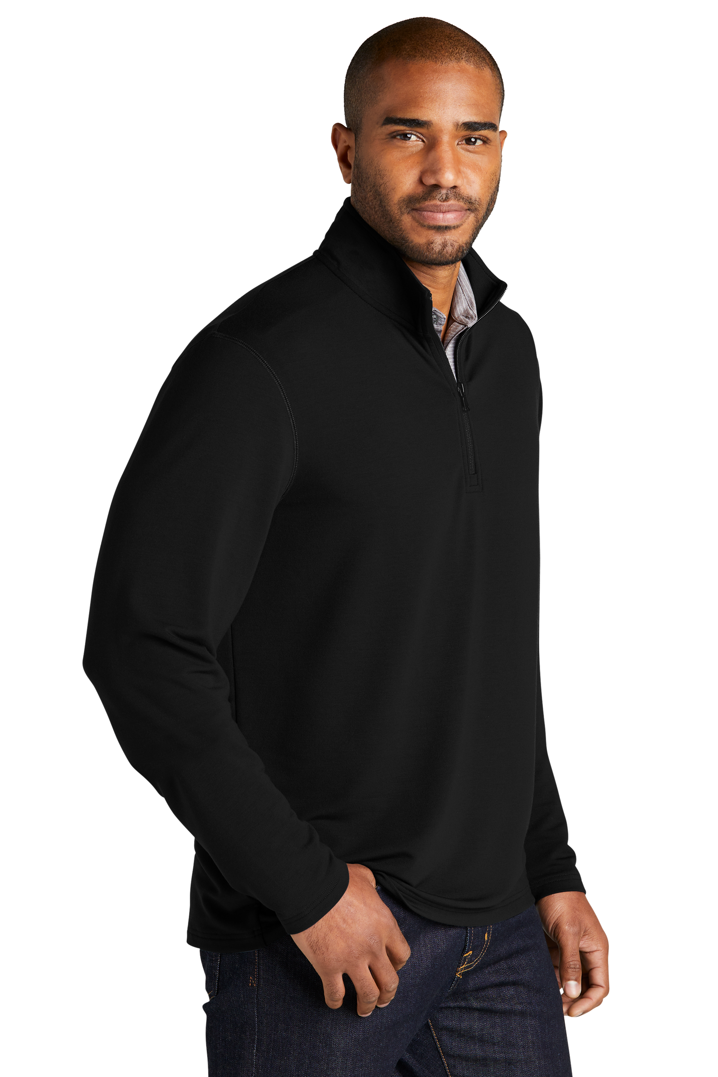 Port Authority® Microterry 1/4-Zip Pullover - Deep Black