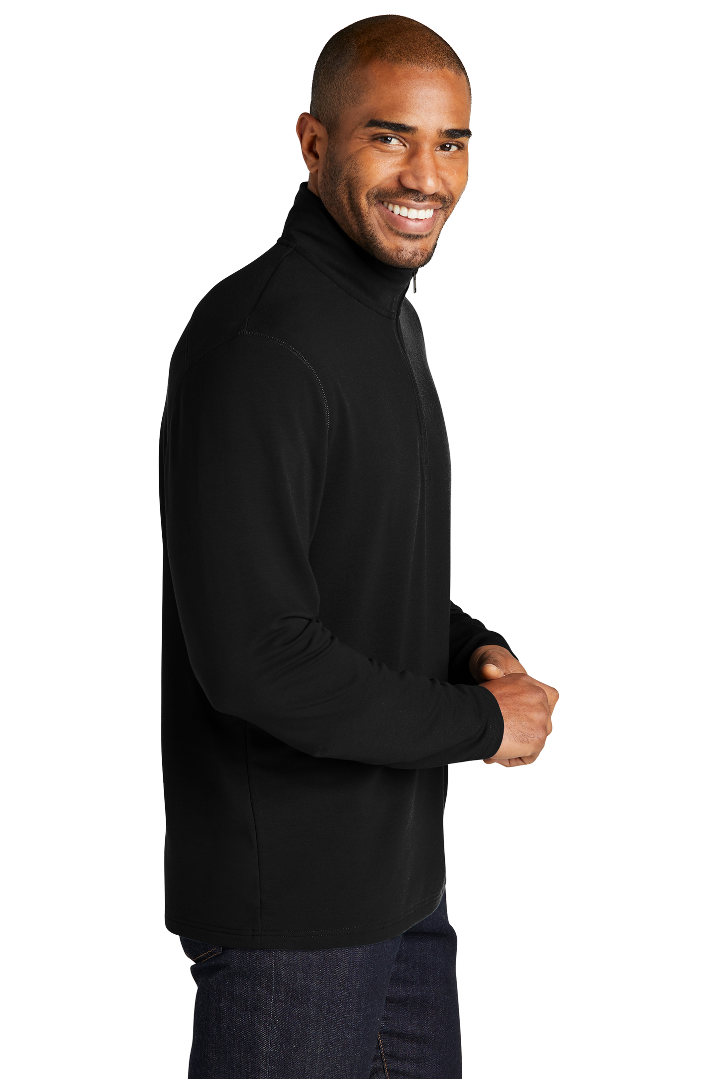 Port Authority® Microterry 1/4-Zip Pullover - Deep Black