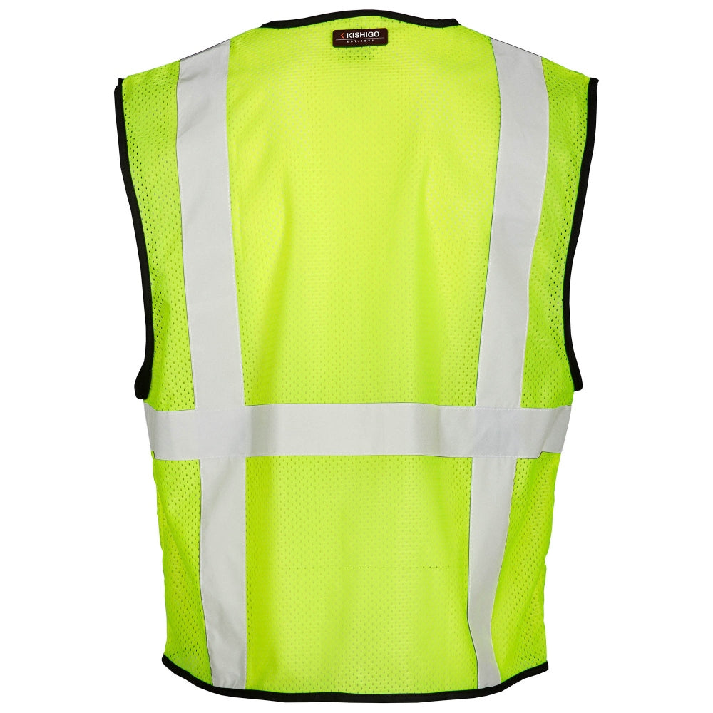 Kishigo 1192 Economy Series 6-Pocket Mesh Safety Vest - Yellow/Lime