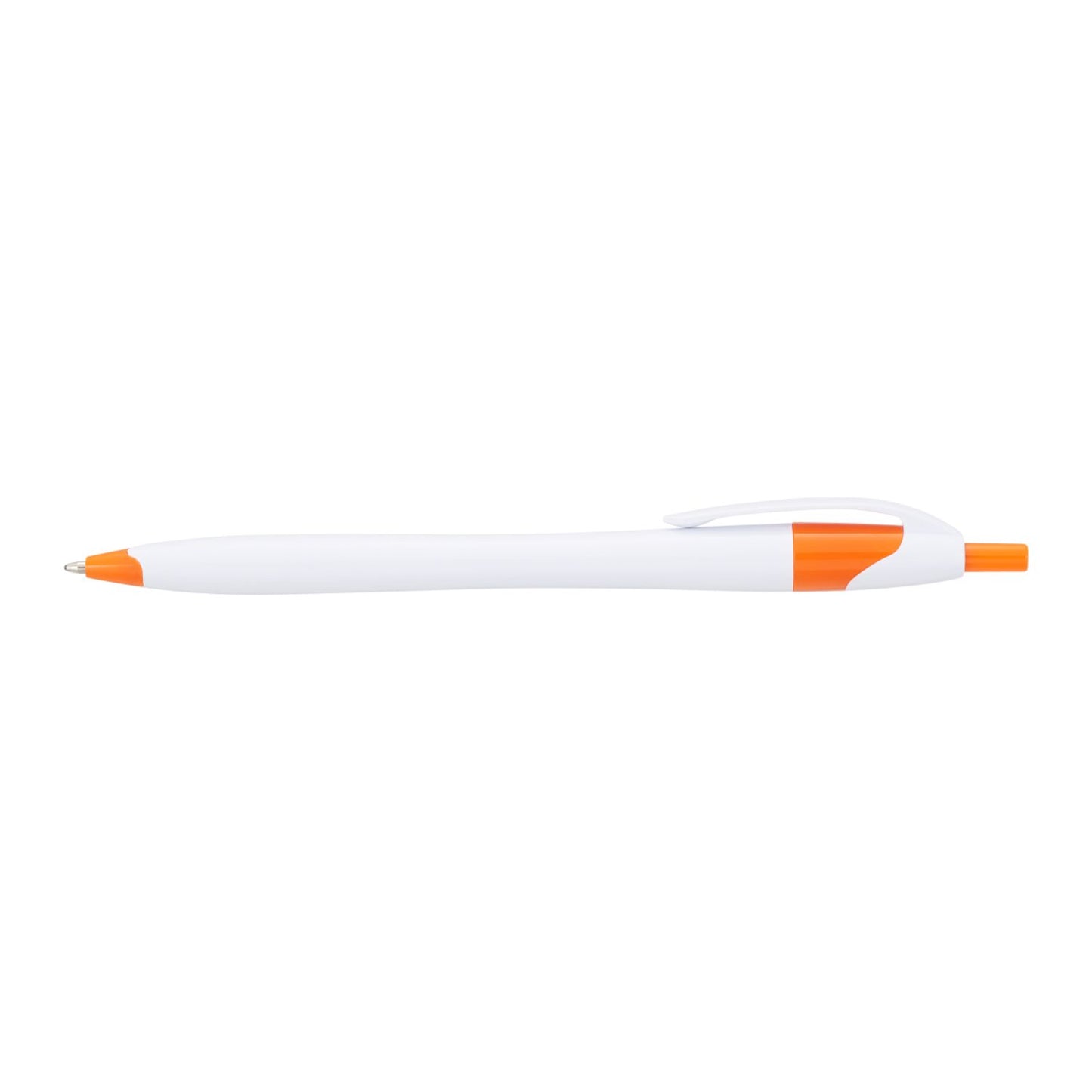 Cougar Retractable Ballpoint Pen - White w/Orange Trim