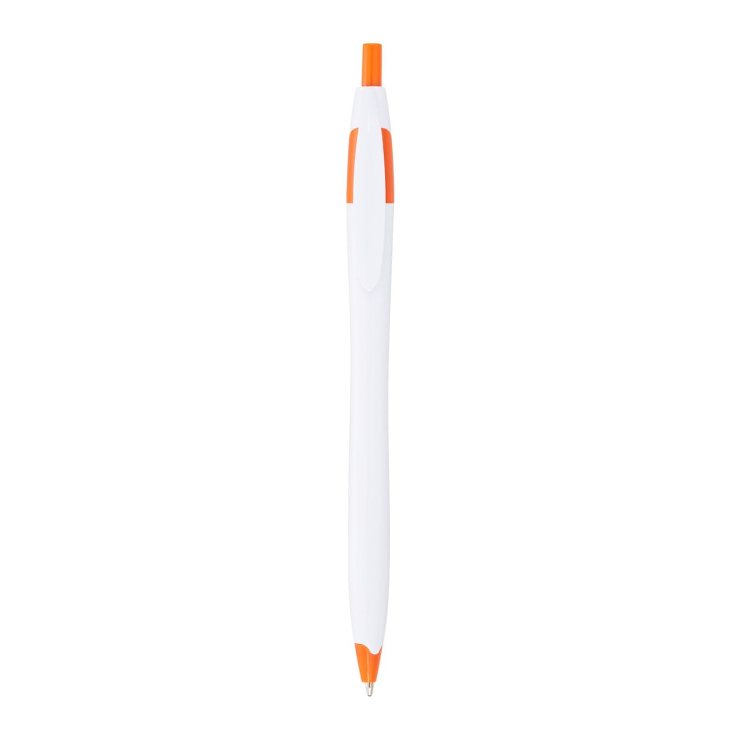 Cougar Retractable Ballpoint Pen - White w/Orange Trim