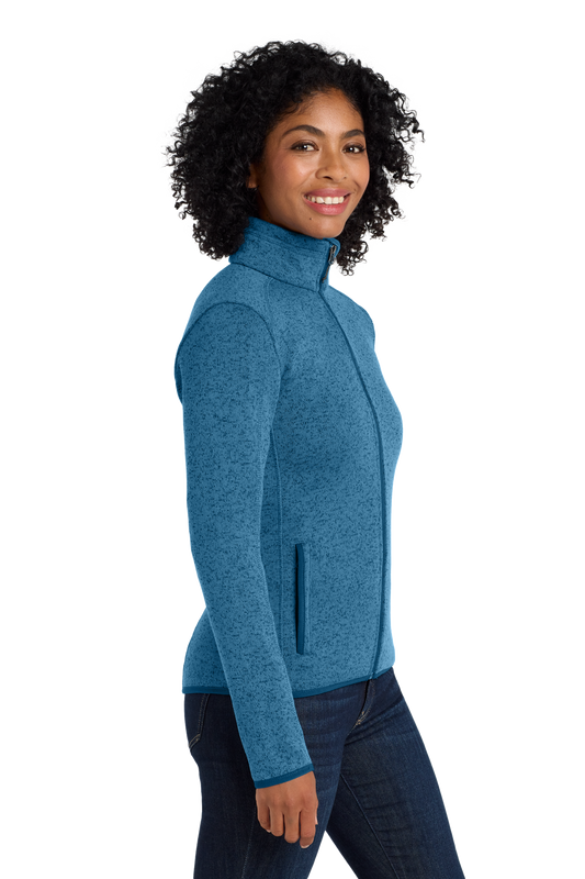 Port Authority® Women's Sweater Fleece Jacket - Medium Blue Heather