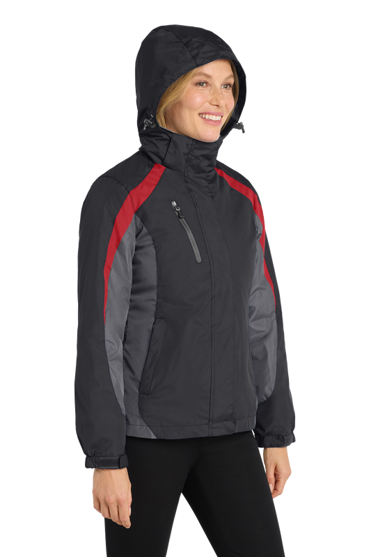 Port Authority® Women's Colorblock 3-in-1 Jacket - Black/ Magnet/ Signal Red