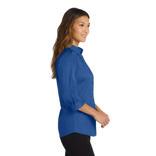 Port Authority® Women's 3/4-Sleeve SuperPro™ Twill Shirt - True Blue