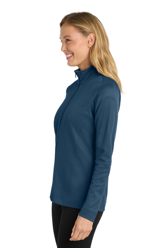 Port Authority® Women's Vertical Texture Full-Zip Jacket - Regatta Blue / Iron Grey