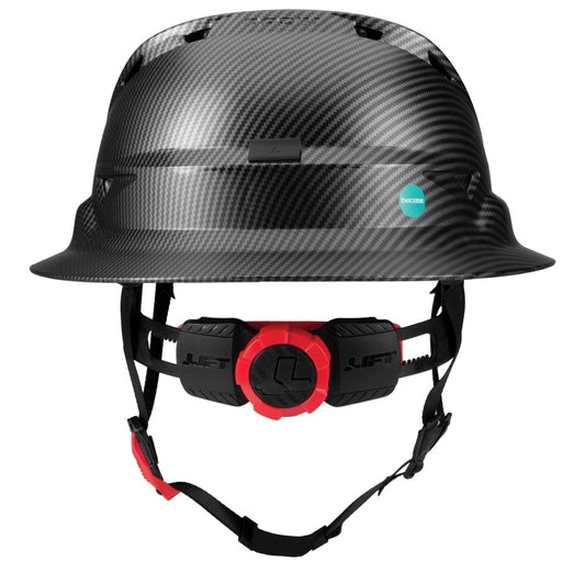 LIFT Safety HRXF-25YC2 RADIX Full Brim Vented Safety Helmet wTwiceme - Ratchet Suspension - Carbon Fiber