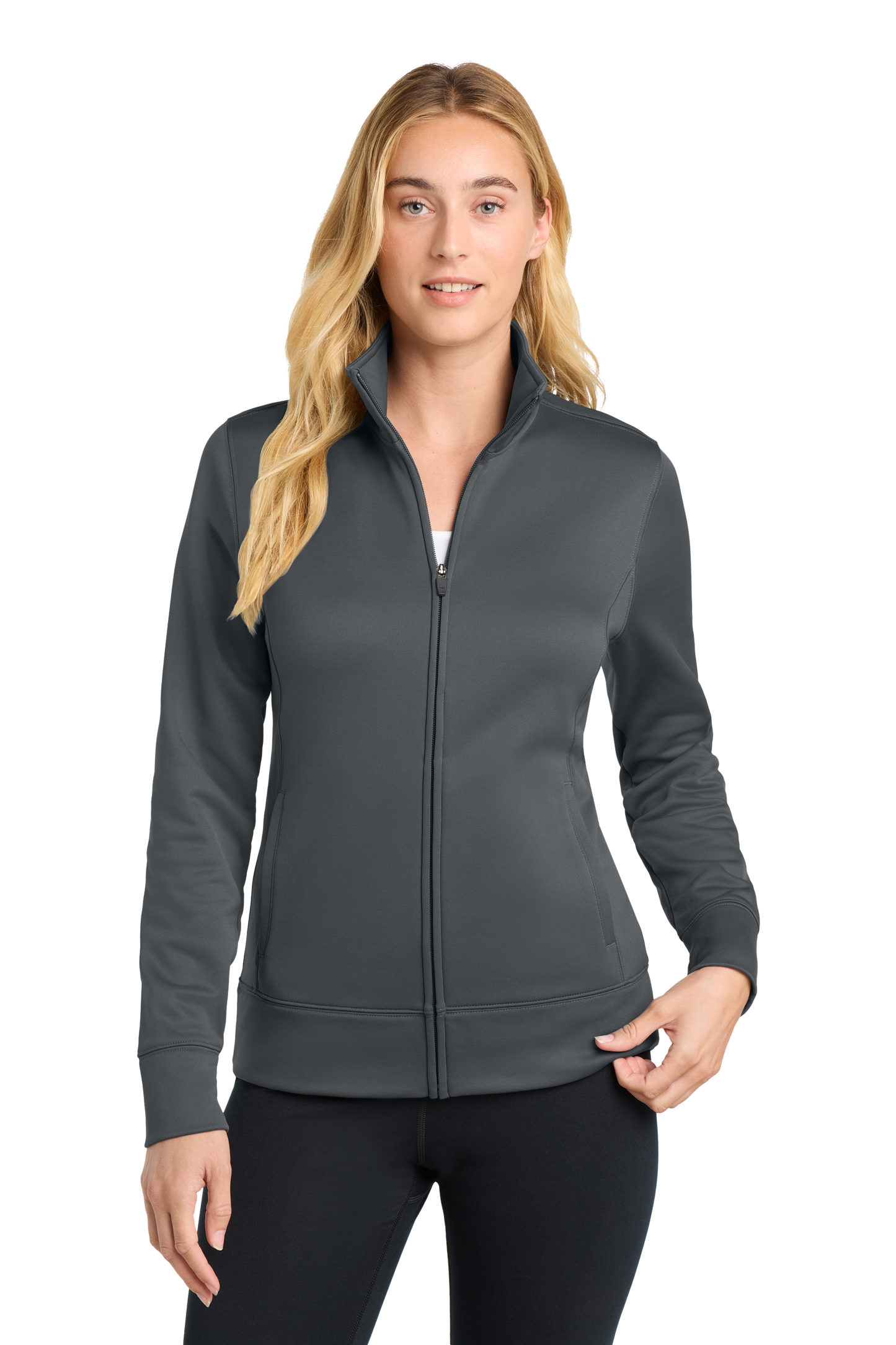 Sport-Tek® Women's Sport-Wick® Fleece Full-Zip Jacket - Dark Smoke Grey