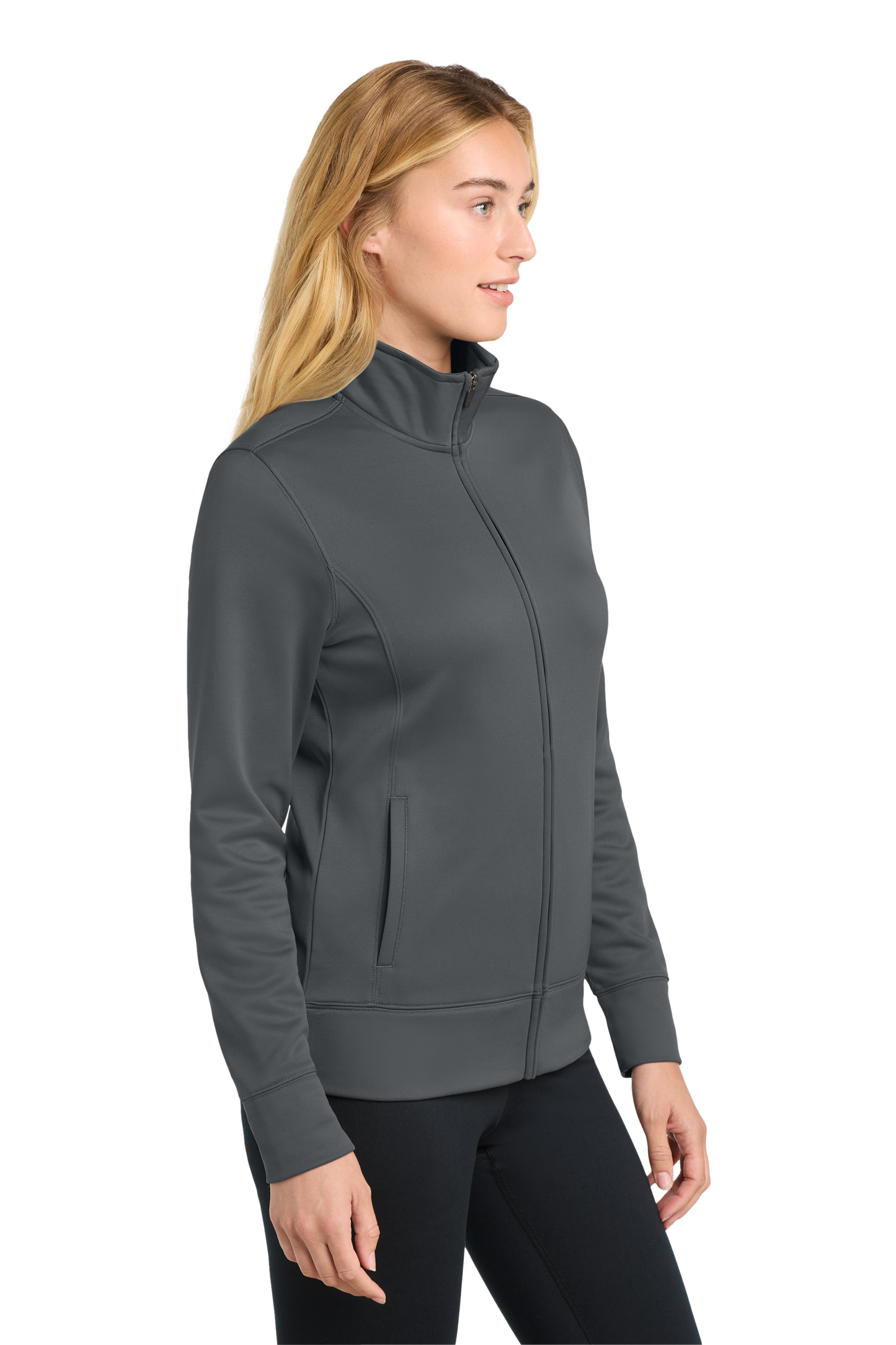 Sport-Tek® Women's Sport-Wick® Fleece Full-Zip Jacket - Dark Smoke Grey