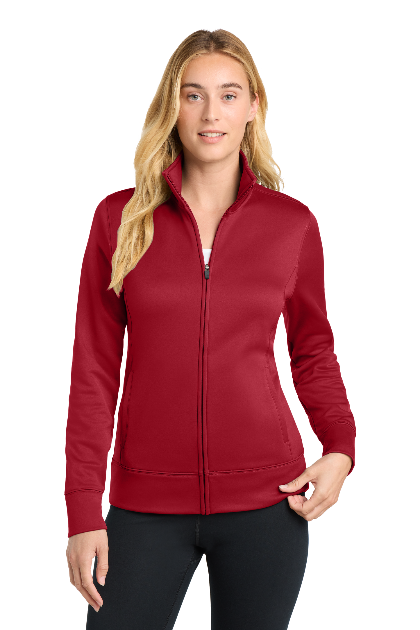Sport-Tek® Women's Sport-Wick® Fleece Full-Zip Jacket - Deep Red
