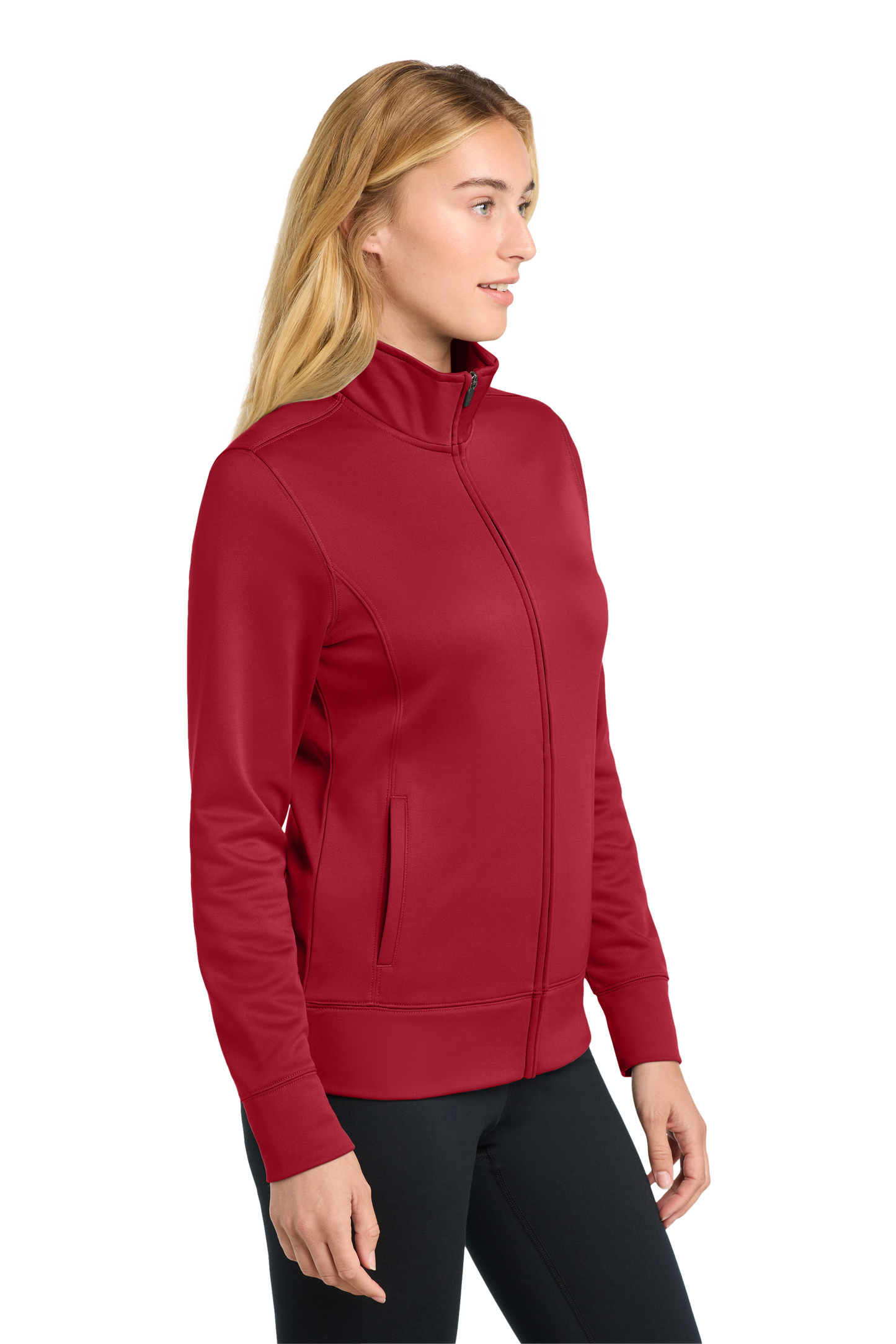 Sport-Tek® Women's Sport-Wick® Fleece Full-Zip Jacket - Deep Red