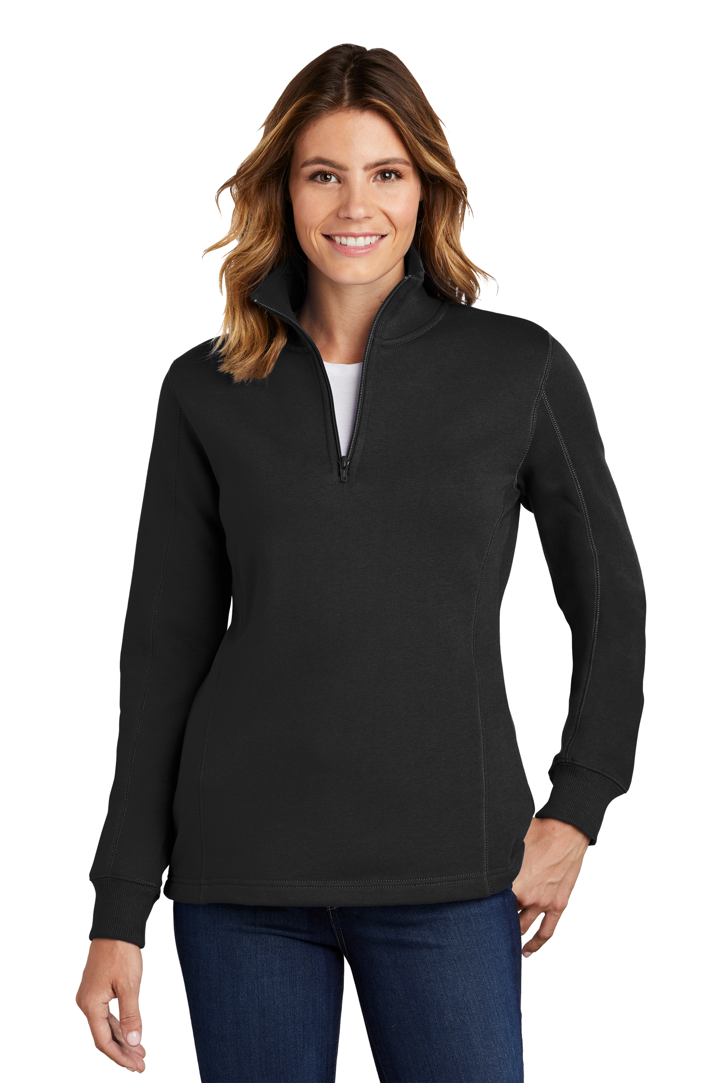 Sport-Tek® Women's 1/4-Zip Sweatshirt - Black
