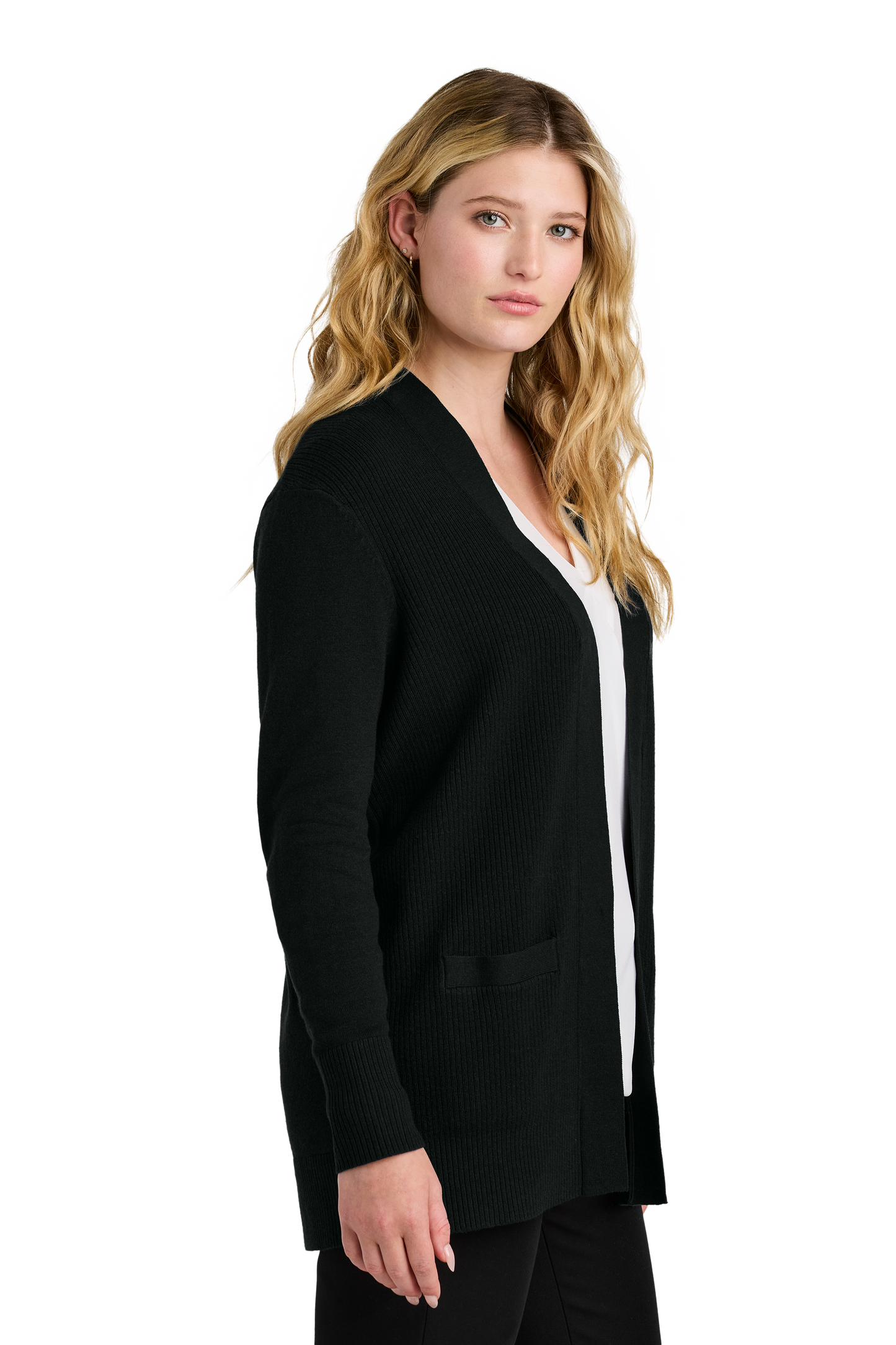 Port Authority® Women’s Easy Care Open-Front Cardigan Sweater - Deep Black
