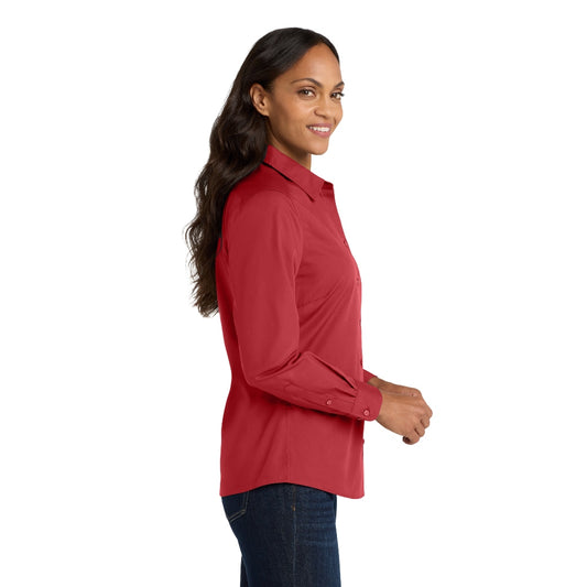 Port Authority® Women's Long Sleeve Carefree Poplin Shirt - Rich Red